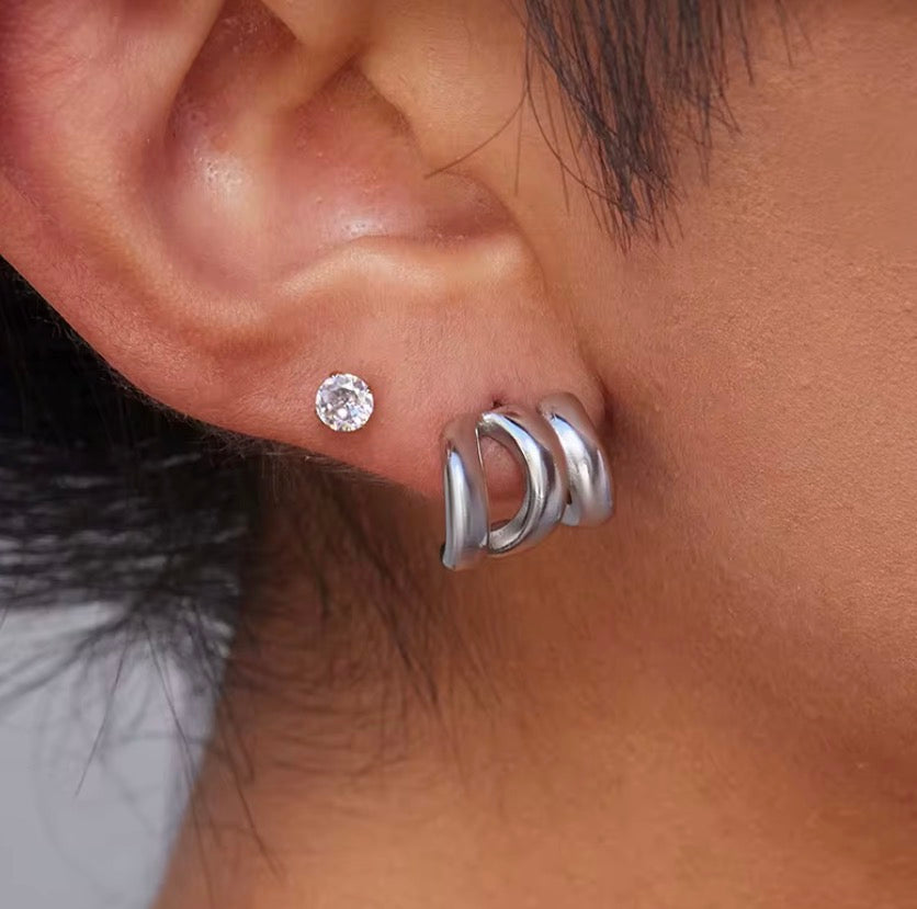 Vintage Hollow 3 Layers Lined Earrings