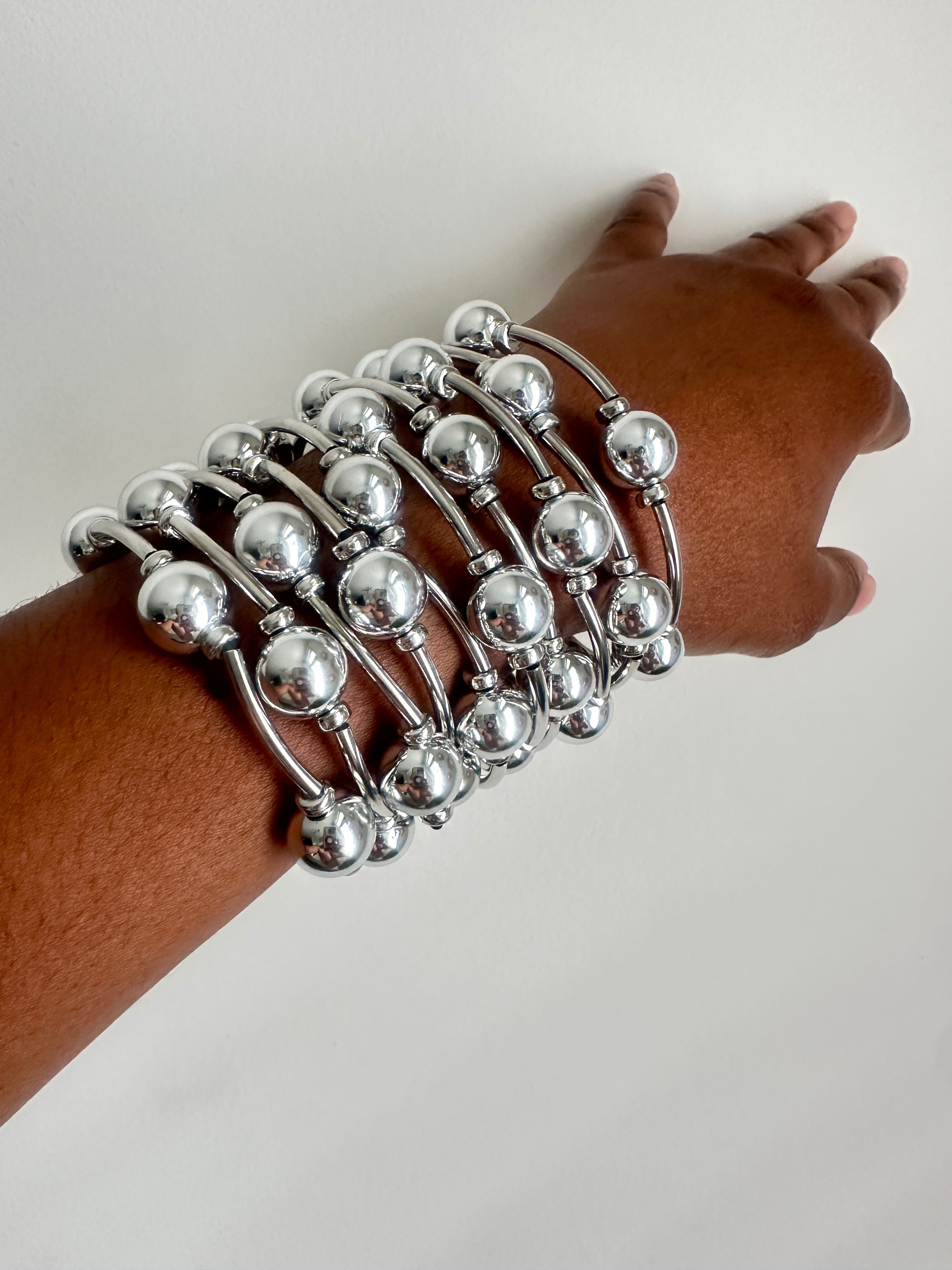 Bubble Bracelet - Chrome Ball Stacks Set of 3
