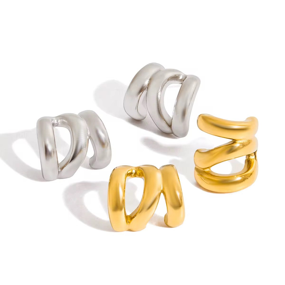 Vintage Hollow 3 Layers Lined Earrings