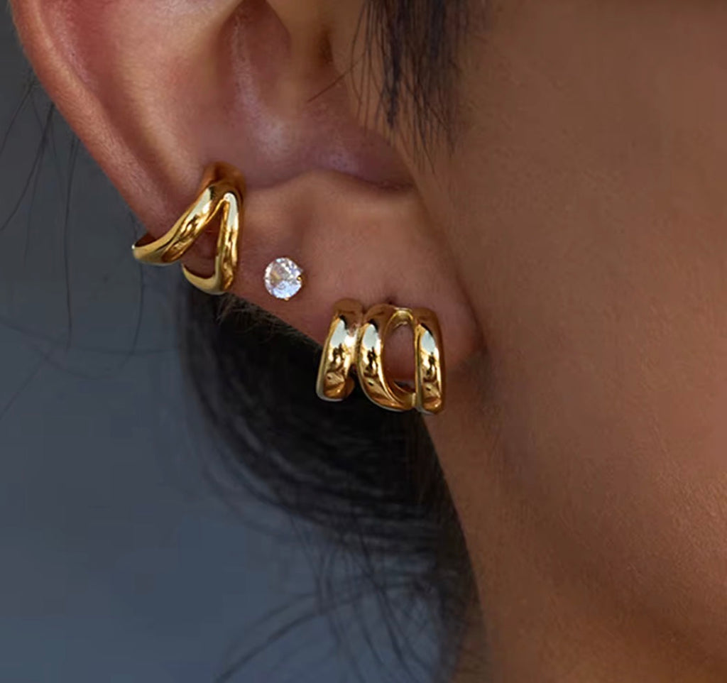 Vintage Hollow 3 Layers Lined Earrings