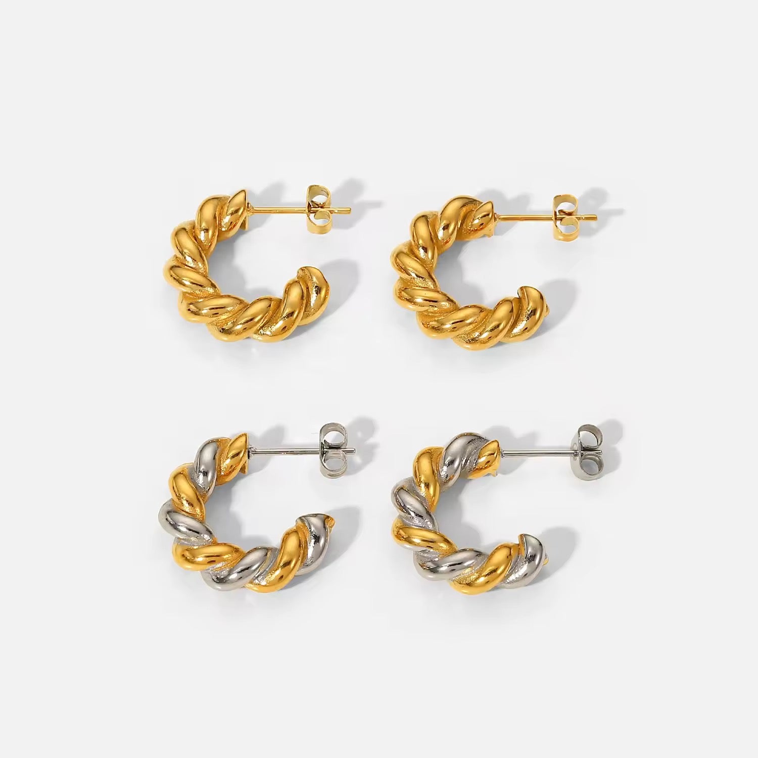 C Hoop Statement Earrings Non Tarnish