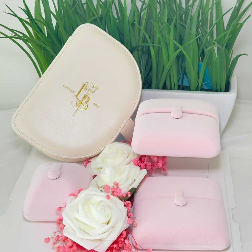 Luxe 5-Piece Personalized Jewelry Set – Initial Necklace, Earrings, Adjustable Ring & Bracelet + Premium Jewelry Case