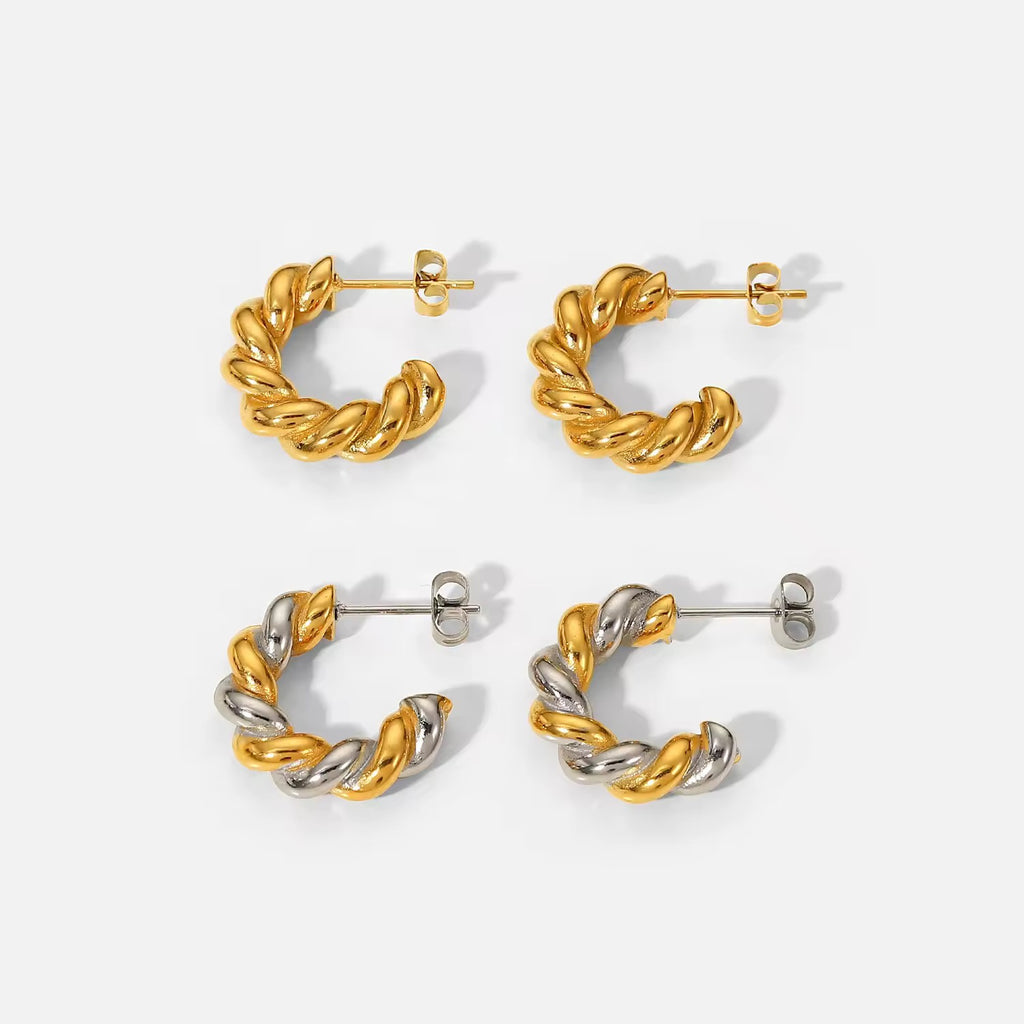 C Hoop Statement Earrings Non Tarnish