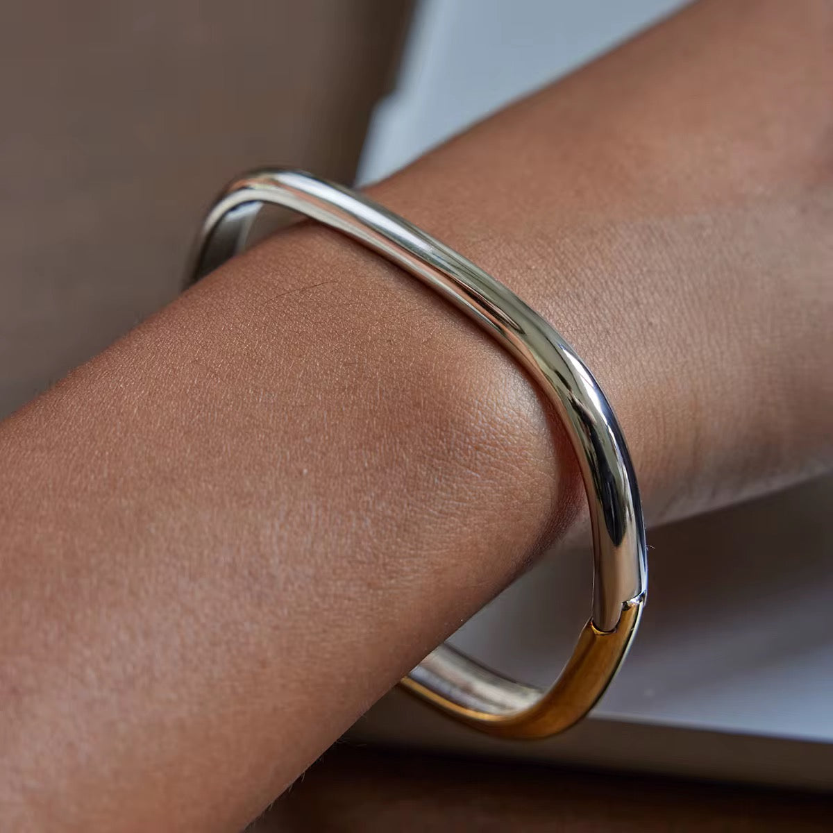 Rectangular Bold Non Tarnish Bangle
