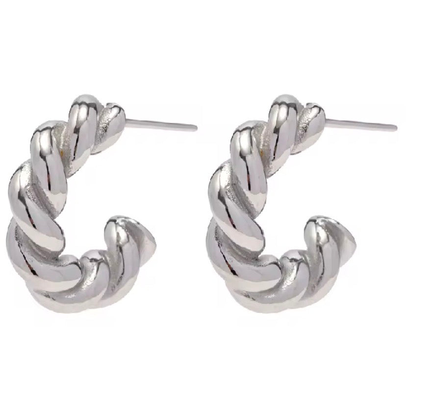 C Hoop Statement Earrings Non Tarnish