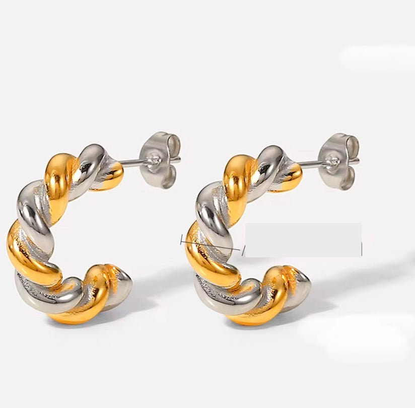 C Hoop Statement Earrings Non Tarnish