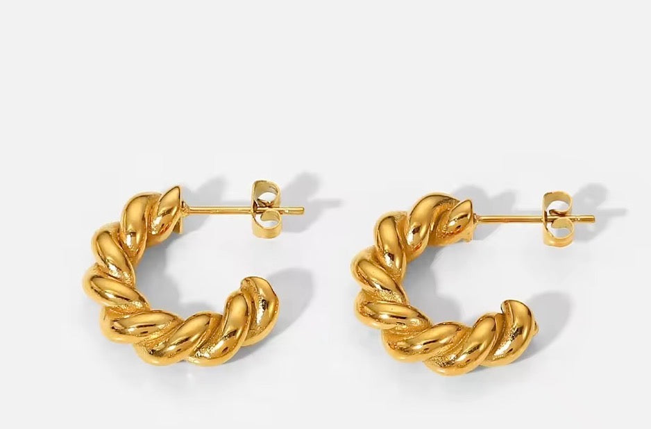 C Hoop Statement Earrings Non Tarnish
