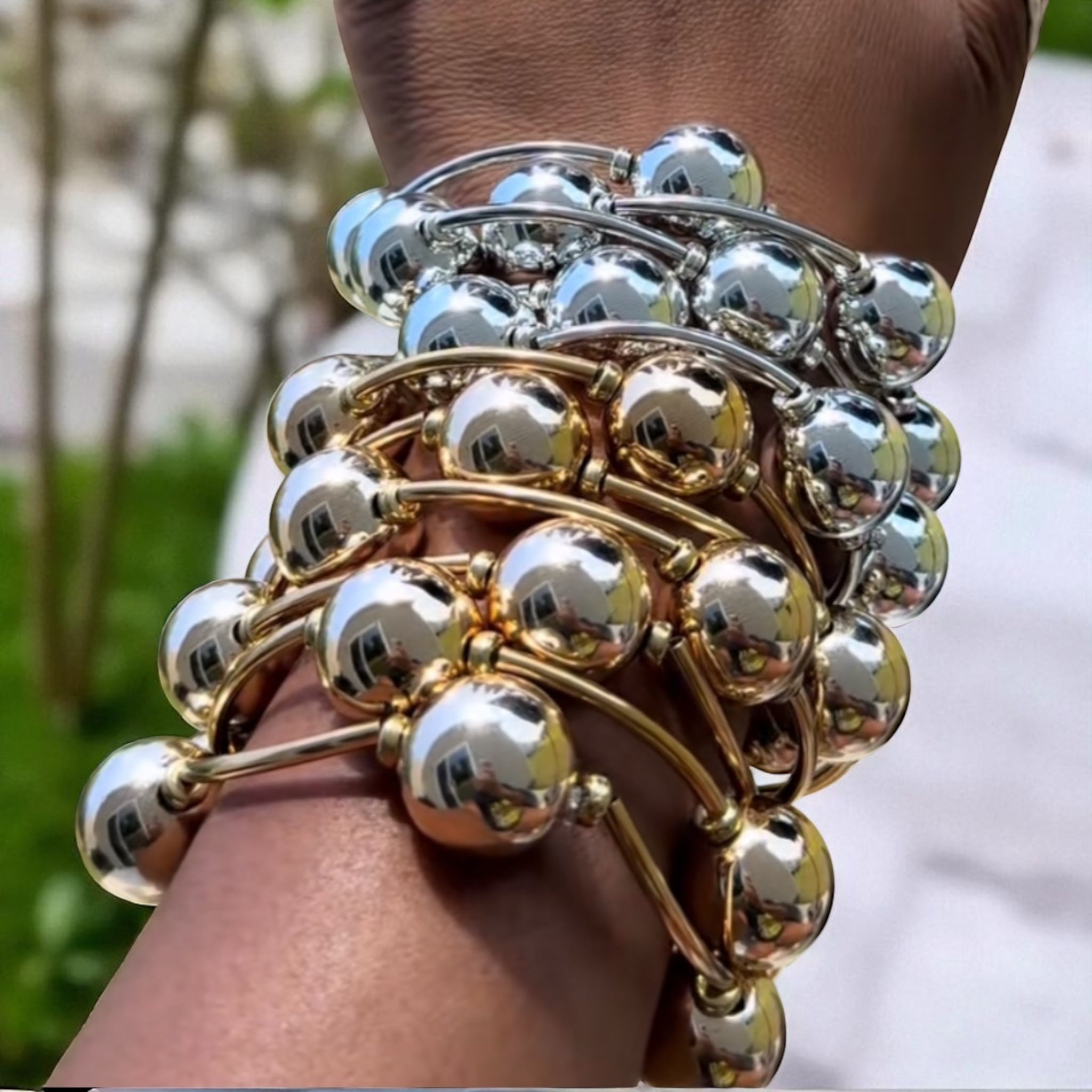 Bubble Bracelet - Chrome Ball Stacks Set of 3